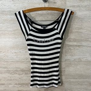 bebe Striped Black and White Shirt Size XS